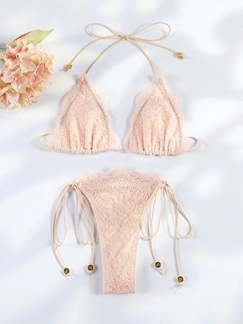 Bikini dentelle patchwork femme